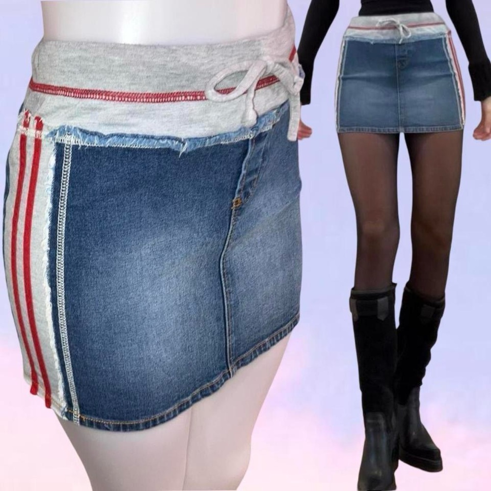 Vintage 90s y2k BONGO Blue Denim Mini Skirt